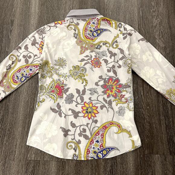 EUC Etro Floral Paisley Button Down Shirt US 6 Long Sleeve Cotton Stretch Top - Picture 6 of 14